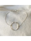 Bracelet anneau martelé ouvert sur chaine en argent - Bijoux fins et fantaisies