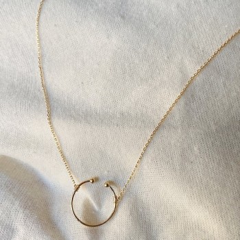 Collier anneau martelé ouvert sur chaine en plaqué or - Bijoux fins et fantaisies