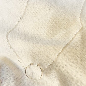 Collier anneau martelé ouvert sur chaine en argent - Bijoux fins et fantaisies