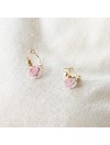 Créoles en plaqué or avec perles facettées pendentif rose - Bijoux fins et fantaisies