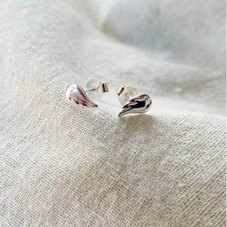 Boucles d'oreilles puce aile d'ange en argent - Bijoux fins de créateur