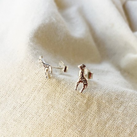 Boucles d'oreilles puce girafe en argent - Bijoux fins de créateur