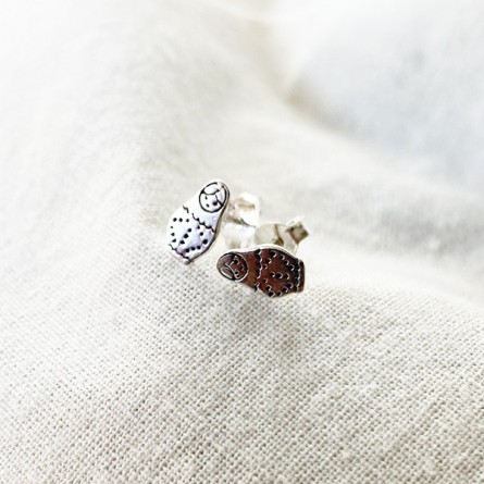 Boucles d'oreilles puce poupée russe matrioshka en argent - Bijoux fins de créateur