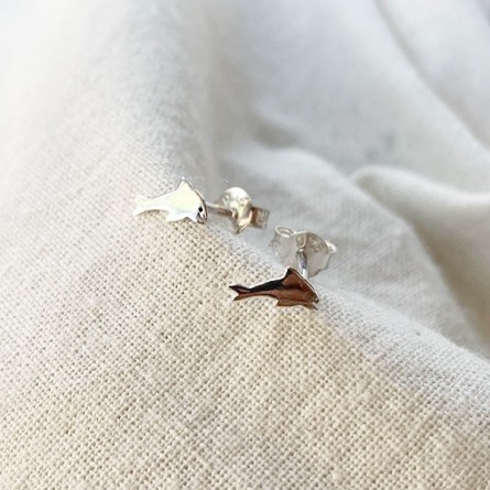 Boucles d'oreilles puce dauphin en argent - Bijoux fins de créateur