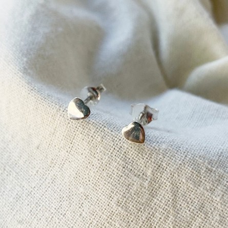 Boucles d'oreilles puce coeur en argent - Bijoux fins de créateur