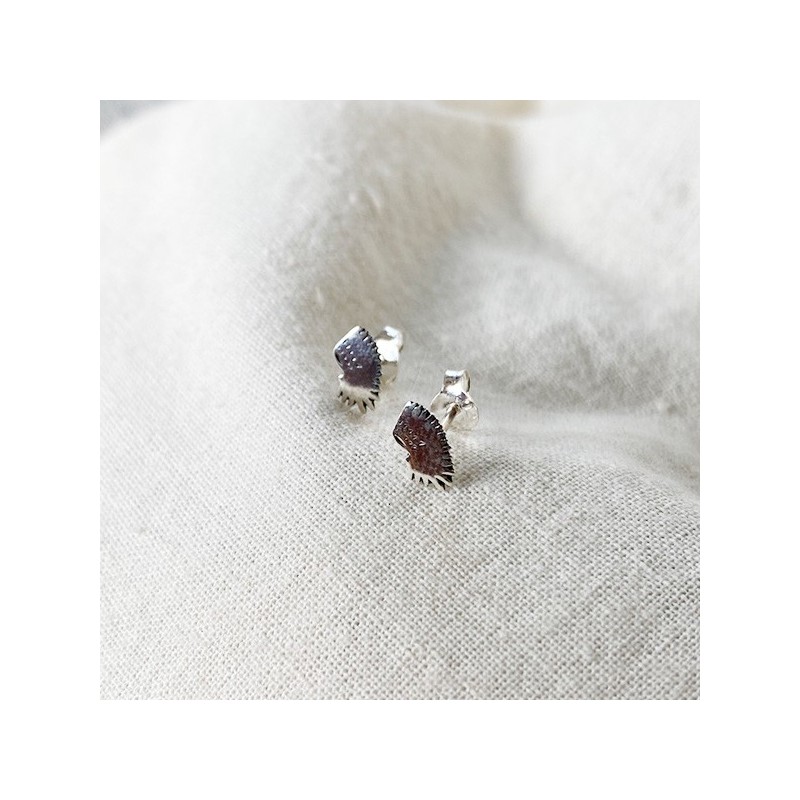 Boucles d'oreilles puce coiffe d'indien en argent - Bijoux fins de créateur