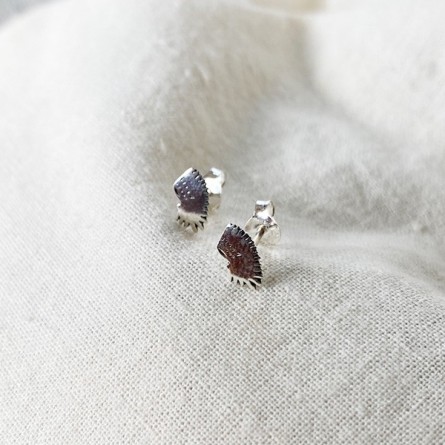 Boucles d'oreilles puce coiffe d'indien en argent - Bijoux fins de créateur