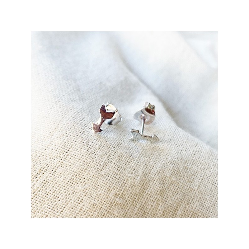 Boucles d'oreilles puce flèche en argent - Bijoux fins de créateur