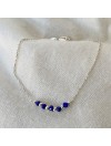 Bracelet sur chaine en argent pierres fines lapis lazuli et perles - Bijoux fins et intemporels