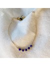 Bracelet sur chaine en plaqué or pierres fines lapis lazuli et perles - Bijoux fins et intemporels