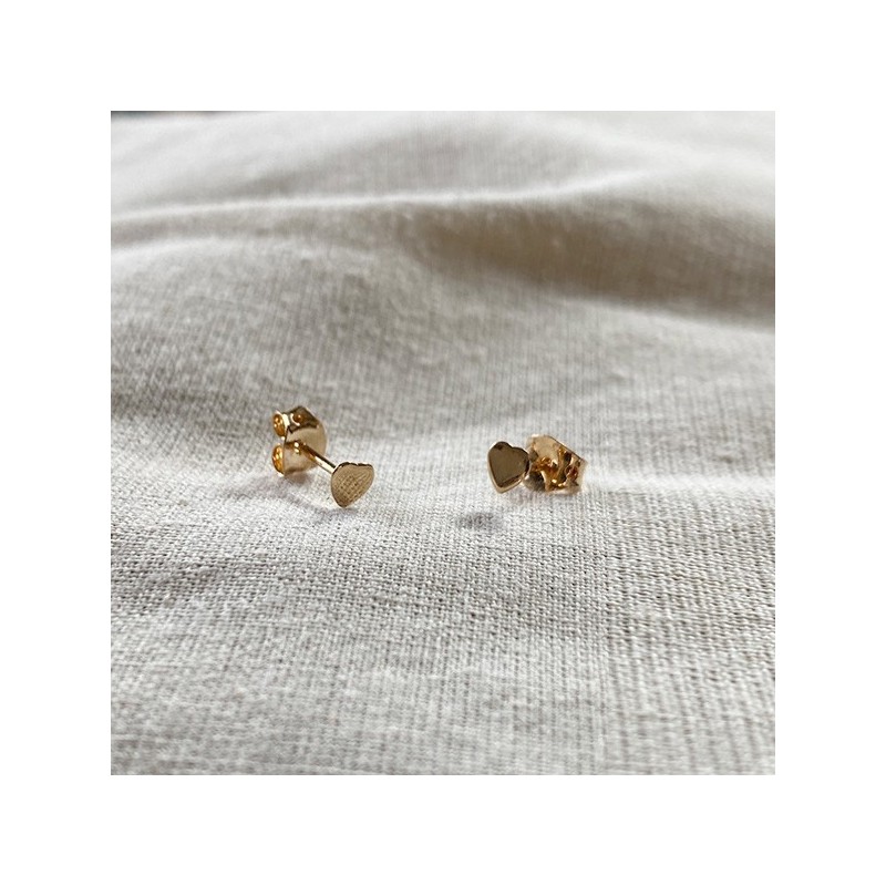 Boucles d'oreilles puce coeur en plaqué or - Bijoux fins de créateur