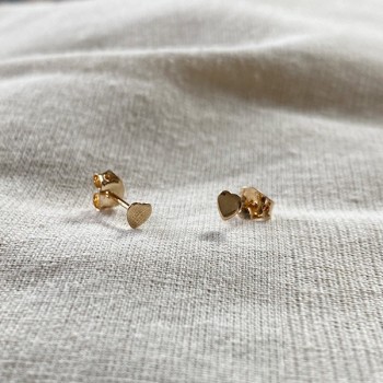 Boucles d'oreilles puce coeur en plaqué or - Bijoux fins de créateur