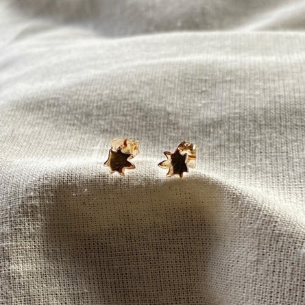 Boucles d'oreilles puce feuille en plaqué or - Bijoux fins de créateur