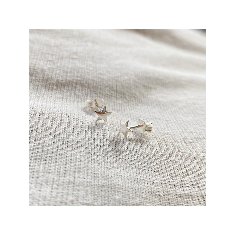 Boucles d'oreilles puce étoile en argent Bijoux fins de créateur