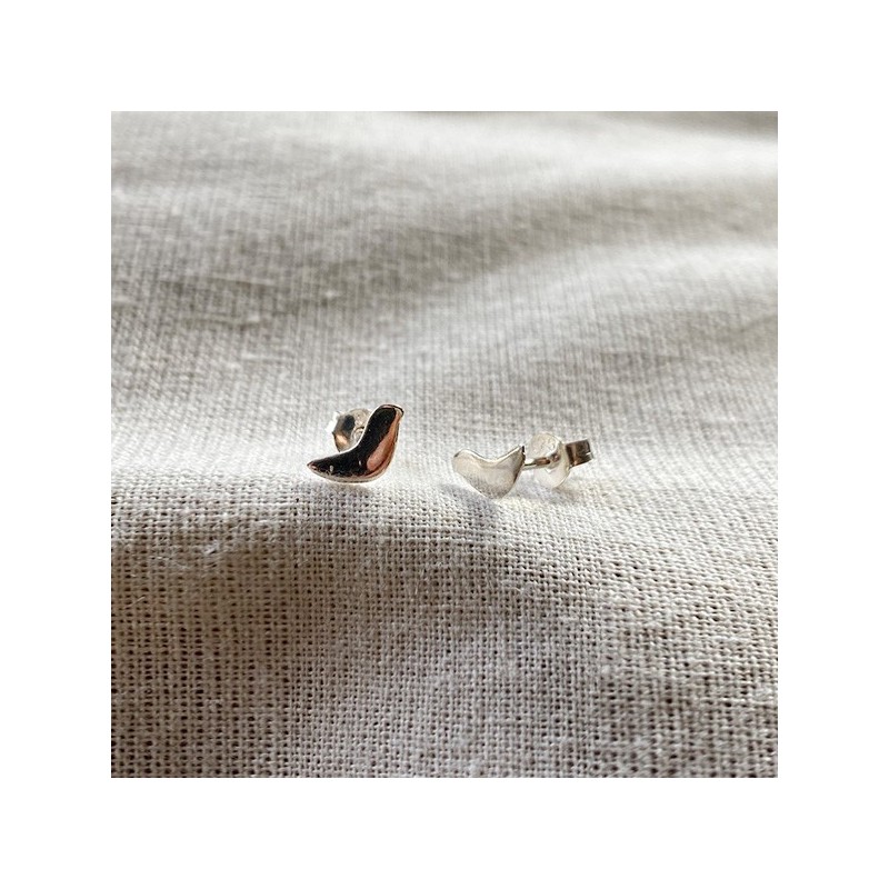Boucles d'oreilles puce oiseau colombe en argent - Bijoux fins de créateur