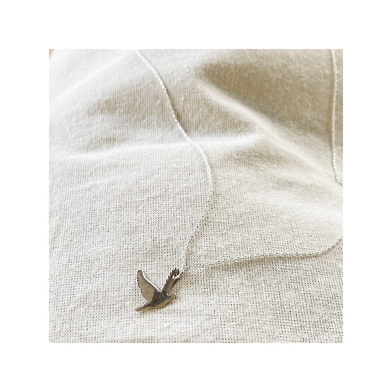 Collier pendentif en forme d'oiseau sur chaine en argent - bijoux fins et fantaisies