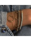Bracelet chaine fine surmonté de son anneau feuille d'olivier - Bijoux fins et tendances