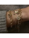 Bracelet à maillons ronds pendentif feuille de Ginkgo en plaqué or - Bijoux tendances