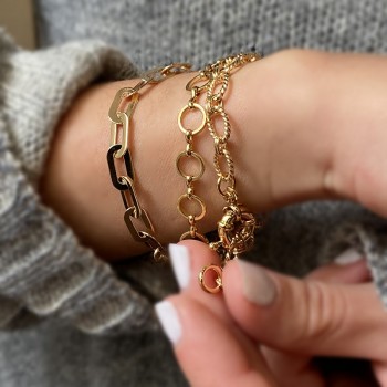 Bracelet à maillons ronds en plaqué or - Bijoux modernes
