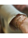 Bracelet à gros maillons plats épais en plaqué or - Bijoux tendances