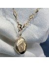 Collier à maillons et médaillon ovale qui s'ouvre plaqué or - Bijoux fins et intemporels