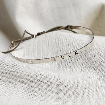 Jonc gravé message fuck en argent - bijoux fins et tendances