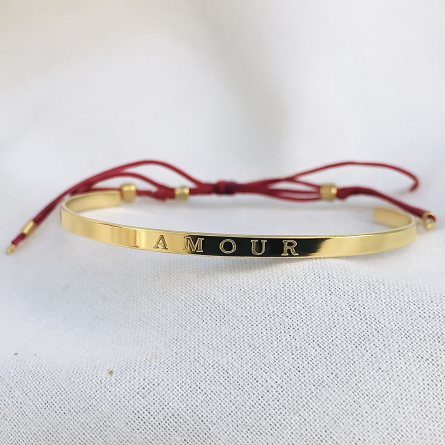 Jonc gravé message amour en plaqué or - bijoux fins et tendances