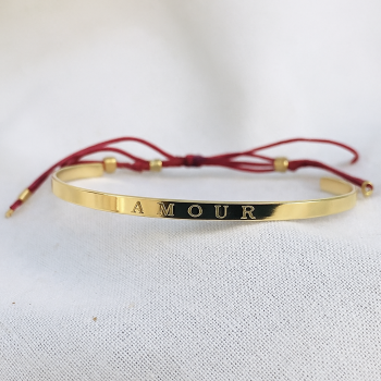 Jonc gravé message amour en plaqué or - bijoux fins et tendances