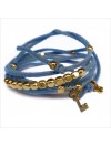 Mini charms clef sur daim noué jeans perles en plaqué or - bijoux modernes - gag et lou - bijoux fantaisie