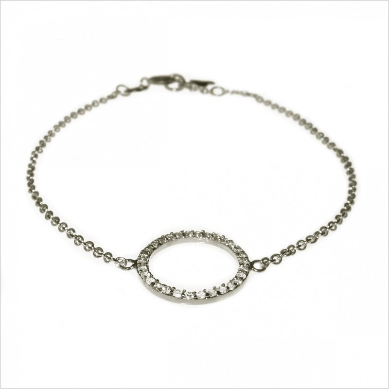 Bracelet anneau zirconium 15 mm sur chaine