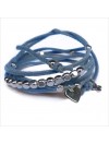 Mini charms coeur sur daim noué jeans perles en argent - bijoux modernes - gag et lou - bijoux fantaisie