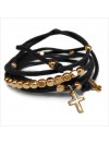 Mini cross charms knotted suede link