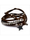 Mini charms étoile sur daim noué marron perles en argent - bijoux modernes - gag et lou - bijoux fantaisie