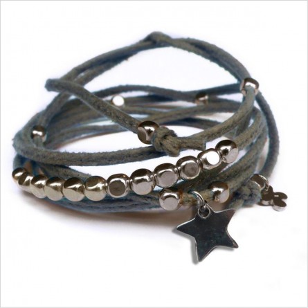 Mini star charms on knotted suede link