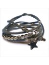 Mini charms étoile sur daim noué gris perles en argent - bijoux modernes - gag et lou - bijoux fantaisie