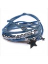 Mini charms étoile sur daim noué jeans perles en argent - bijoux modernes - gag et lou - bijoux fantaisie