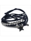 Mini charms étoile sur daim noué marine perles en argent - bijoux modernes - gag et lou - bijoux fantaisie