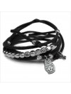 Mini charms matriochka sur daim noué noir perles en argent - bijoux modernes - gag et lou - bijoux fantaisie