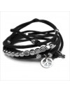Mini charms peace sur daim noué noir perles en argent - bijoux modernes - gag et lou - bijoux fantaisie