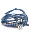 Mini charms peace sur daim noué jean perles en argent - bijoux modernes - gag et lou - bijoux fantaisie