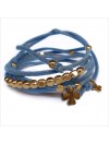 Mini charms trèfle sur daim noué jeans perles en plaqué or - bijoux modernes - gag et lou - bijoux fantaisie